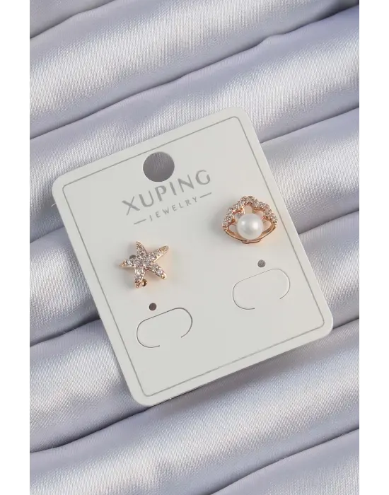 Xuping Rose Renk İncili Zirkon Taşlı Deniz Yıldızı Küpe
