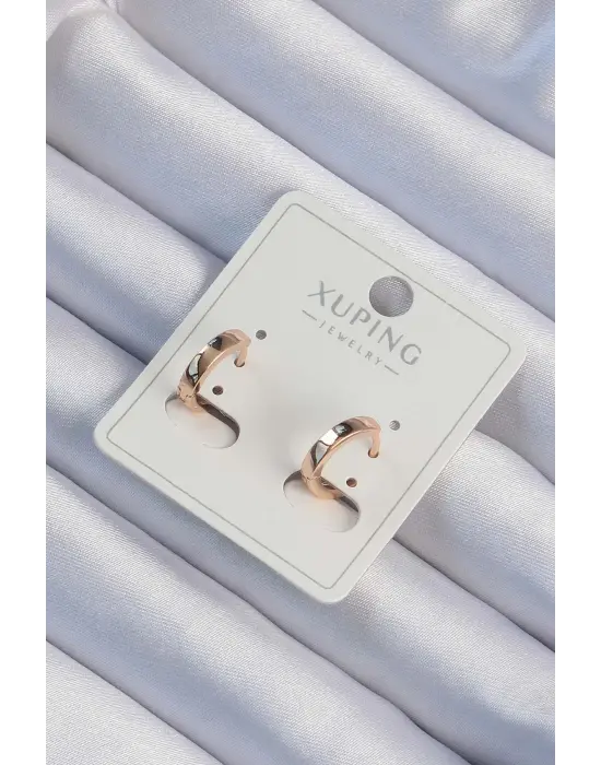 Xuping Rose Renk Oval Kesim Aynalı Halka Küpe