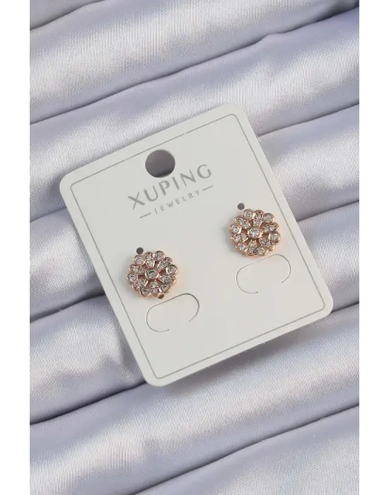 Xuping Rose Renk Zirkon Taş Kaplama Oval Küpe