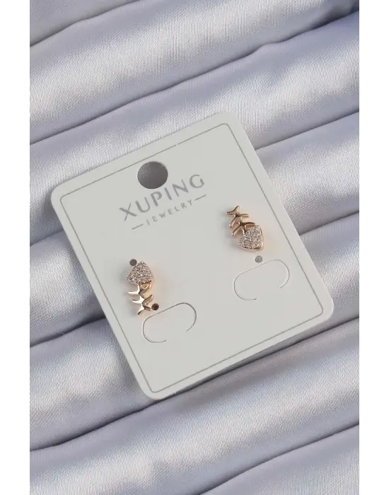 Xuping Rose Renk Zirkon Taşlı Balık Küpe