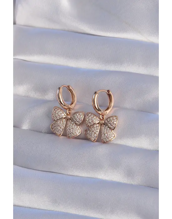 XUPİNG Rose Renk Zirkon Taşlı Fiyonk Model Halka Küpe