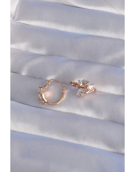 XUPİNG Rose Renk Zirkon Taşlı Halka Küpe