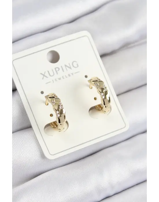 Xuping Zirkon Taşlı Halka Model Gold Renk Kadın Küpe