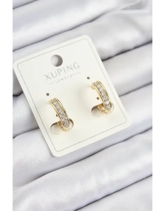 Xuping Zirkon Taşlı Halka Model Gold Renk Kadın Küpe
