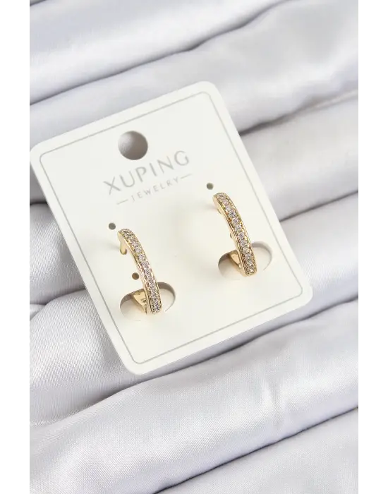 Xuping Zirkon Taşlı I Model Gold Renk Kadın Küpe
