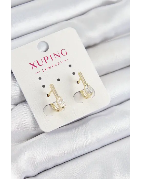 Xuping Zirkon Taşlı I Model Gold Renk Kadın Küpe