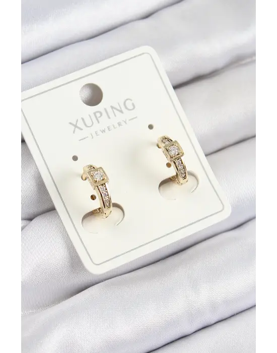 Xuping Zirkon Taşlı Kemer Model Gold Renk Kadın Küpe