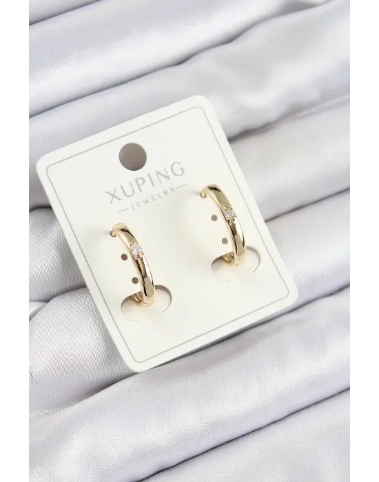 Xuping Zirkon Taşlı Oval Model Gold Renk Kadın Küpe