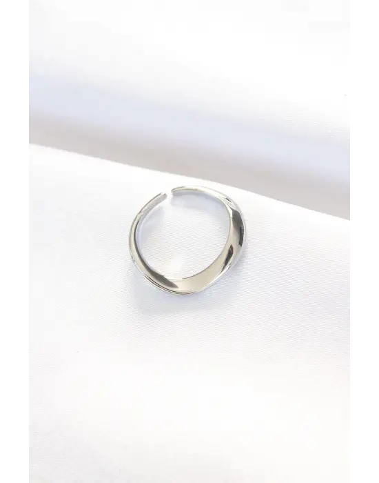 Yassı Silver Renk Ayarlanabilir Yüzük