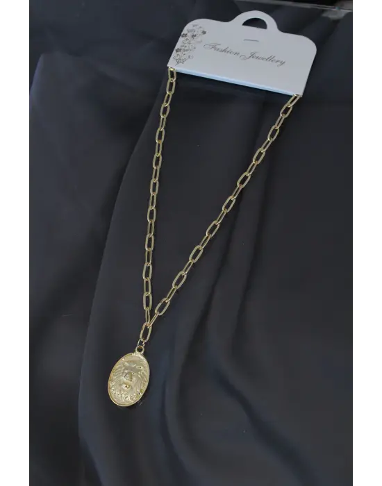 Yeni Sezon Aslan Tasarımlı Madalyon Kolye