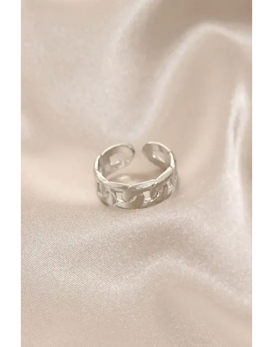 Yeni Sezon Gümüş Renk Zincir Yüzük