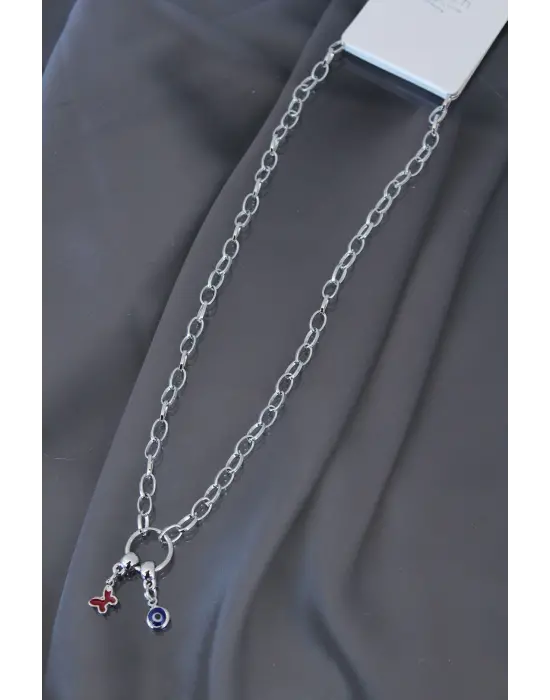 Yeni Sezon Kırmızı Kelebekli Kolye