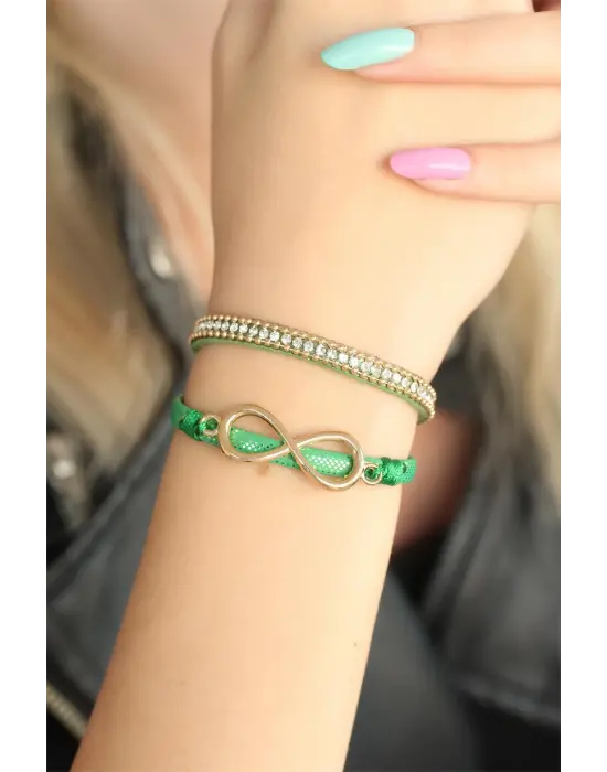Yeşil Renk Metal Sonsuzluklu Bayan Bileklik