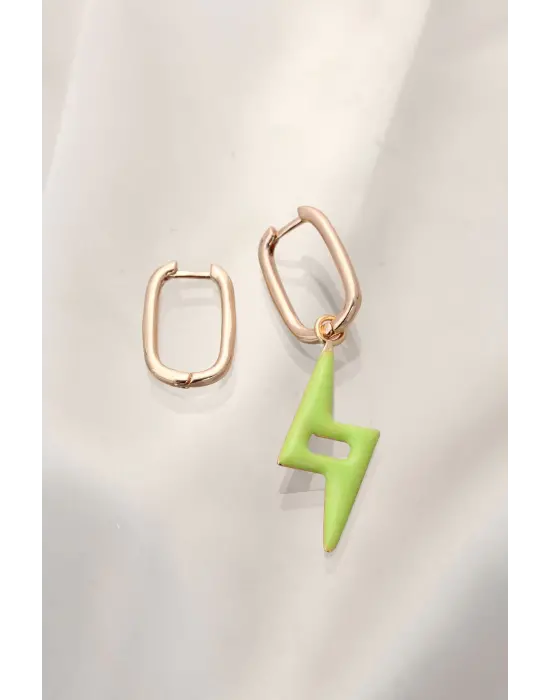 Yeşil Şimşek Model Çelik Küpe