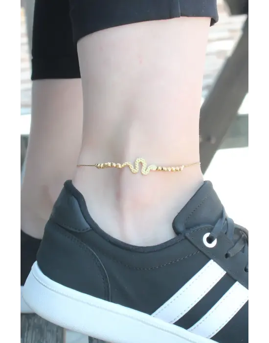 Yılan Figür Gold Renk Halhal