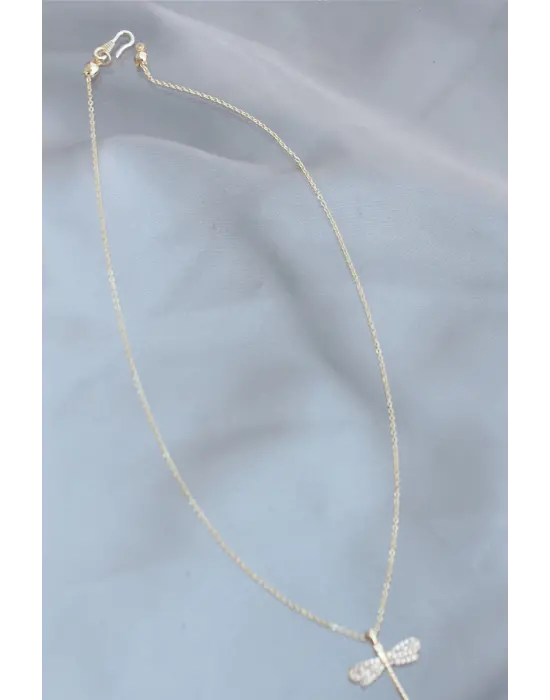 Yusufçuk Tasarımlı Gold Metal Taşlı Kadın Kolye