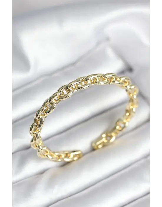 Zincir Model Gold Renk Pirinç Kadın Bileklik