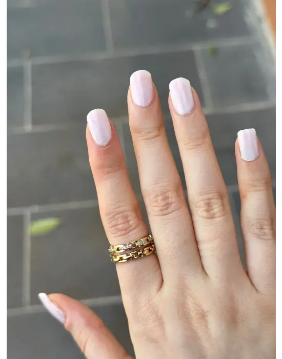 Zincir Model Üç Sıra Taş Detaylı Altın Renk Modern Kadın Çelik Yüzük