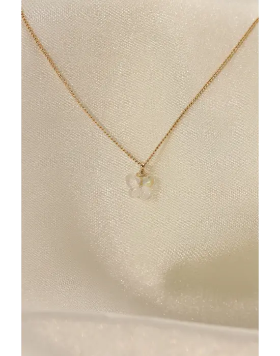 Zirkon Taşlı Beyaz Renk Minimal Kelebek Kolye