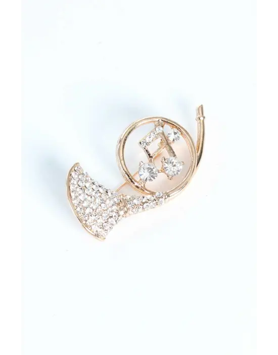 Zirkon Taşlı Metal Broş