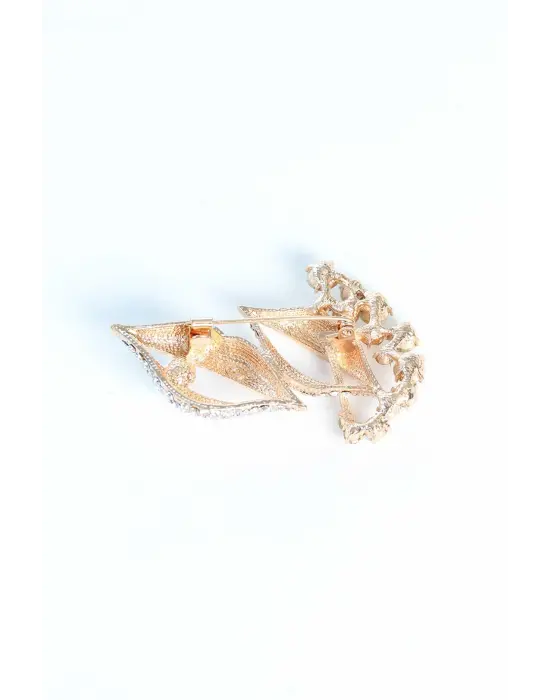 Zirkon Taşlı Metal Broş