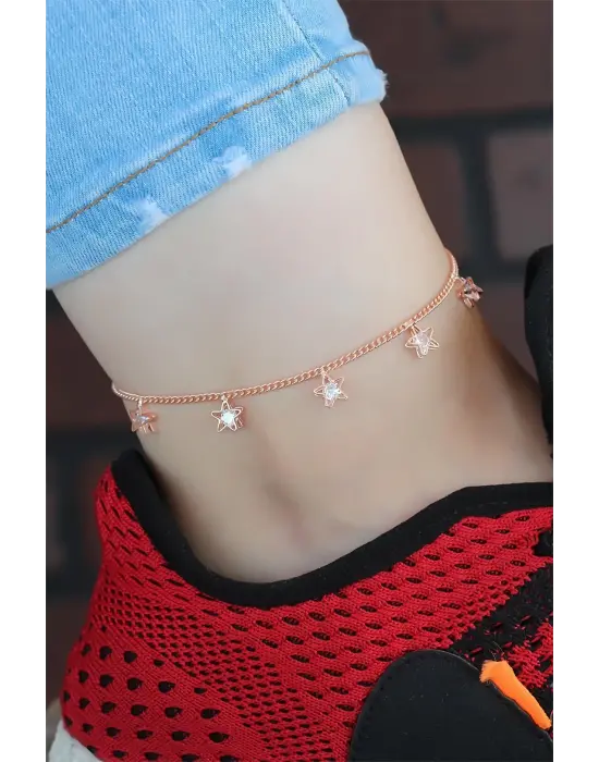 Zirkon Taşlı Rose Renk Yıldızlı Hal Hal