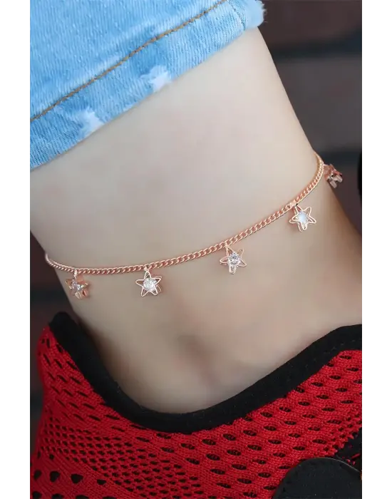 Zirkon Taşlı Rose Renk Yıldızlı Hal Hal