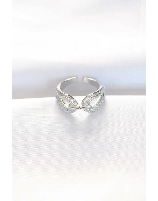 Zirkon Taşlı Silver Renk Ayarlanabilir Yüzük