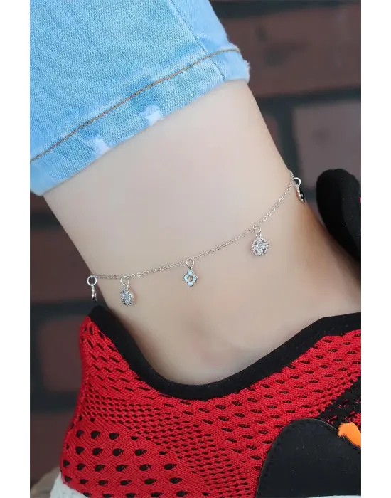 Zirkon Taşlı Silver Renk Kaplama Zincir Hal Hal