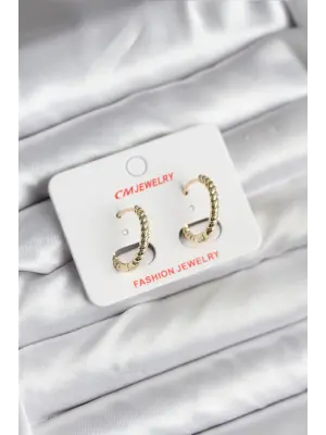 14K Gold Renk Kaplama Burgu Halka CM Kadın Küpe