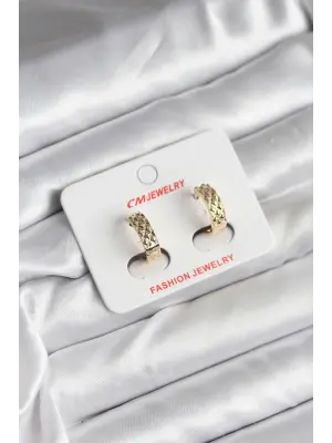 Altın Desenli 14K Gold Renk Kaplama CM Kadın Küpe