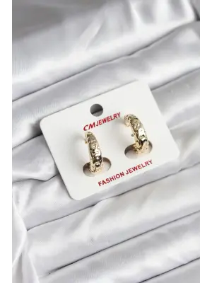 14K Gold Renk Kaplama CM Kadın Küpe: Kalem Model Taşlı