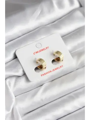 14K Gold Renk Kaplama CM Çelik Kadın Küpesi