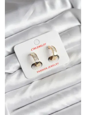 14K Gold Renk Kaplama Taşlı Halka Xuping Kadın Küpe