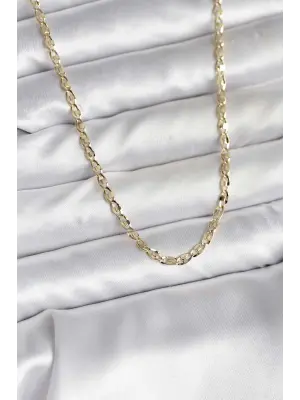 14K Gold Renk Kaplama Ezme Plaka Model CM Kadın Kolye