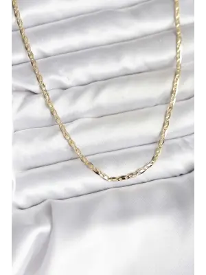 14K Altın Kaplama Ezme Zincirli Çelik Kadın Kolye