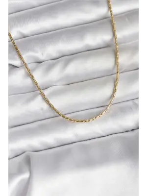 14K Gold Renk Kaplama İnce Zincir Model CM Kadın Kolye