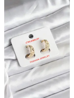 14K Gold Renk Kaplama Lazer Halka CM Kadın Küpe