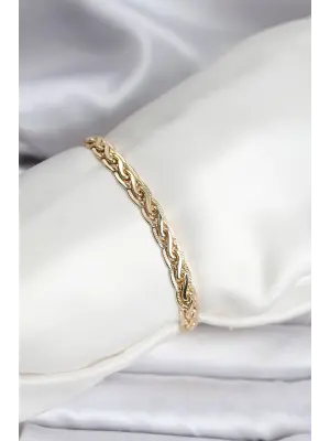 14K Gold Renk Kaplama Lazer Zincir Model CM Kadın Bileklik