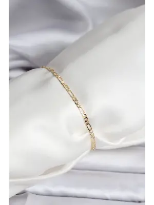 14K Gold Renk Kaplama Minimal Zincir Model CM Kadın Bileklik