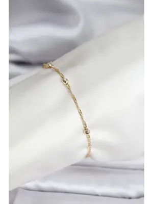 14K Gold Renk Kaplama Topçuklu Model CM Kadın Bileklik