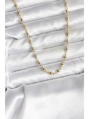 14K Gold Renk Kaplama Topçuklu Zincir Model CM Kadın Kolye