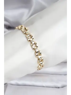 14K Gold Renk Kaplama Zirkon Taşlı CM Kadın Bileklik