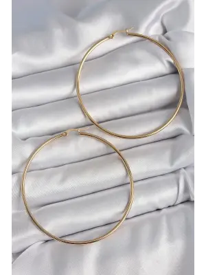 316 Çelik Gold Renk 63 mm Halka Model Kadın Küpe