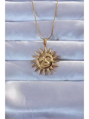 316L Altın  Güneş Çelik Kolye
