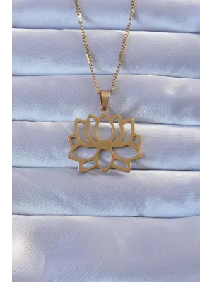 316L Altın  Lotus Çelik Kolye