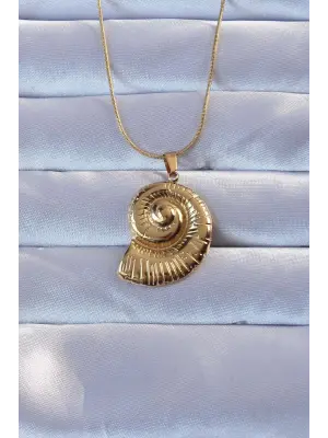 316L Altın  Salyangoz Kabuğu Çelik Kolye