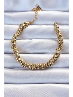 316L Çelik Altın Renk İç İçi Geçmeli Bombeli Bileklik