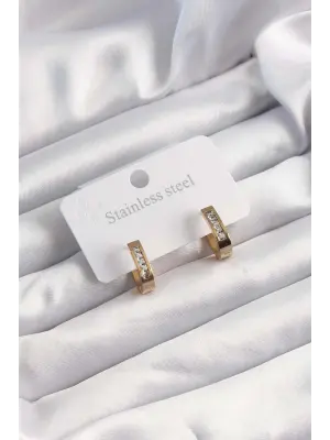   Altın Renk Zirkon Taşlı Halka Model Küpe