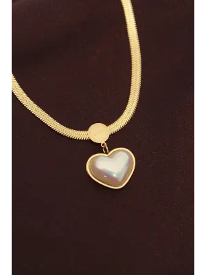  Bombeli Kalp Model İtalyan Zincir Çelik Kolye